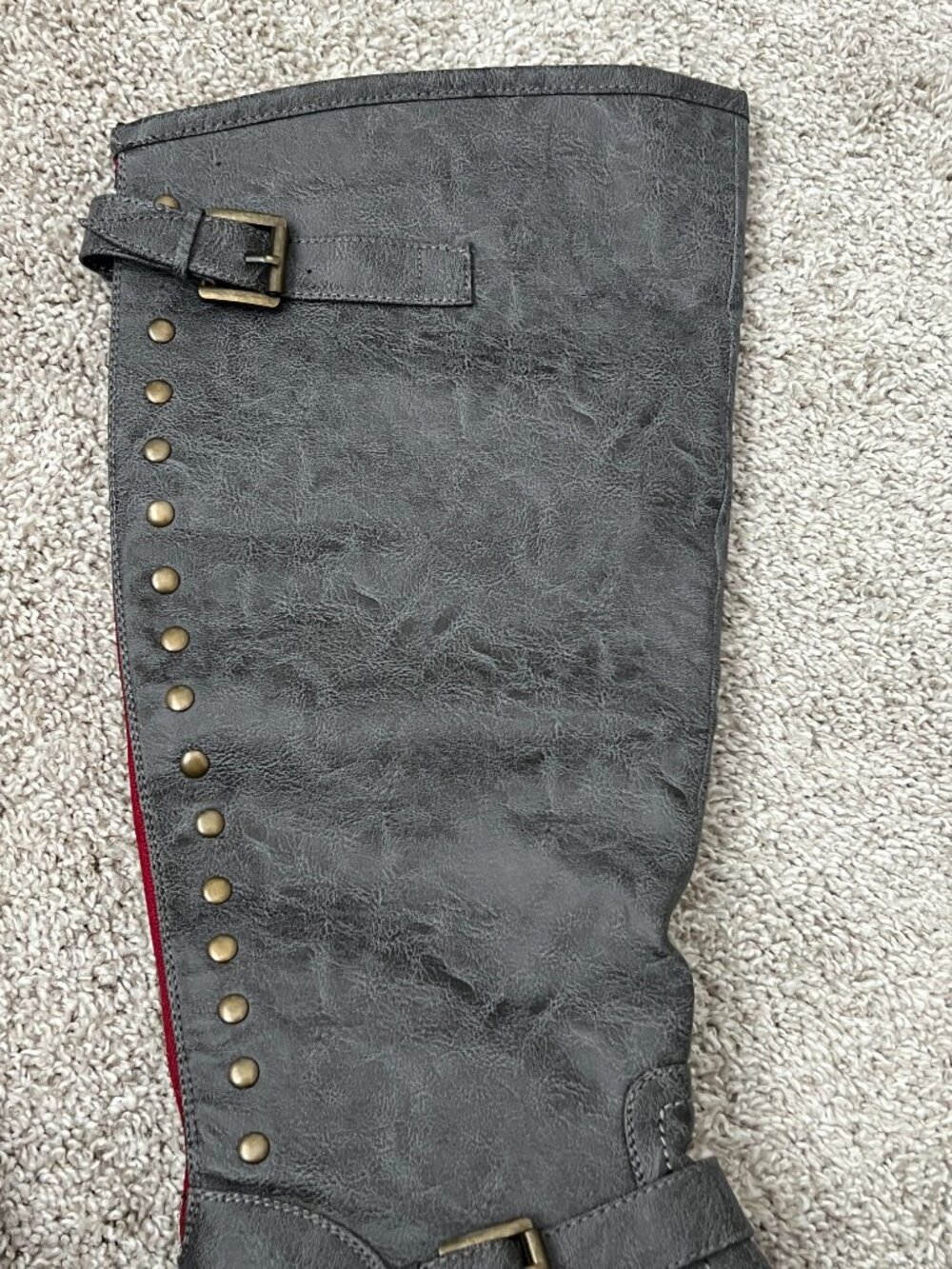 Journee Collection Womens 10 Gray Knee High Riding Boots Studded Moto Wide Calf - Picture 3 of 13